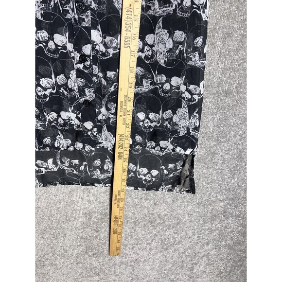 Social Misfits Sheer Skulls Studded Collar Button Up Top Womens Size Small Goth - Picture 11 of 11